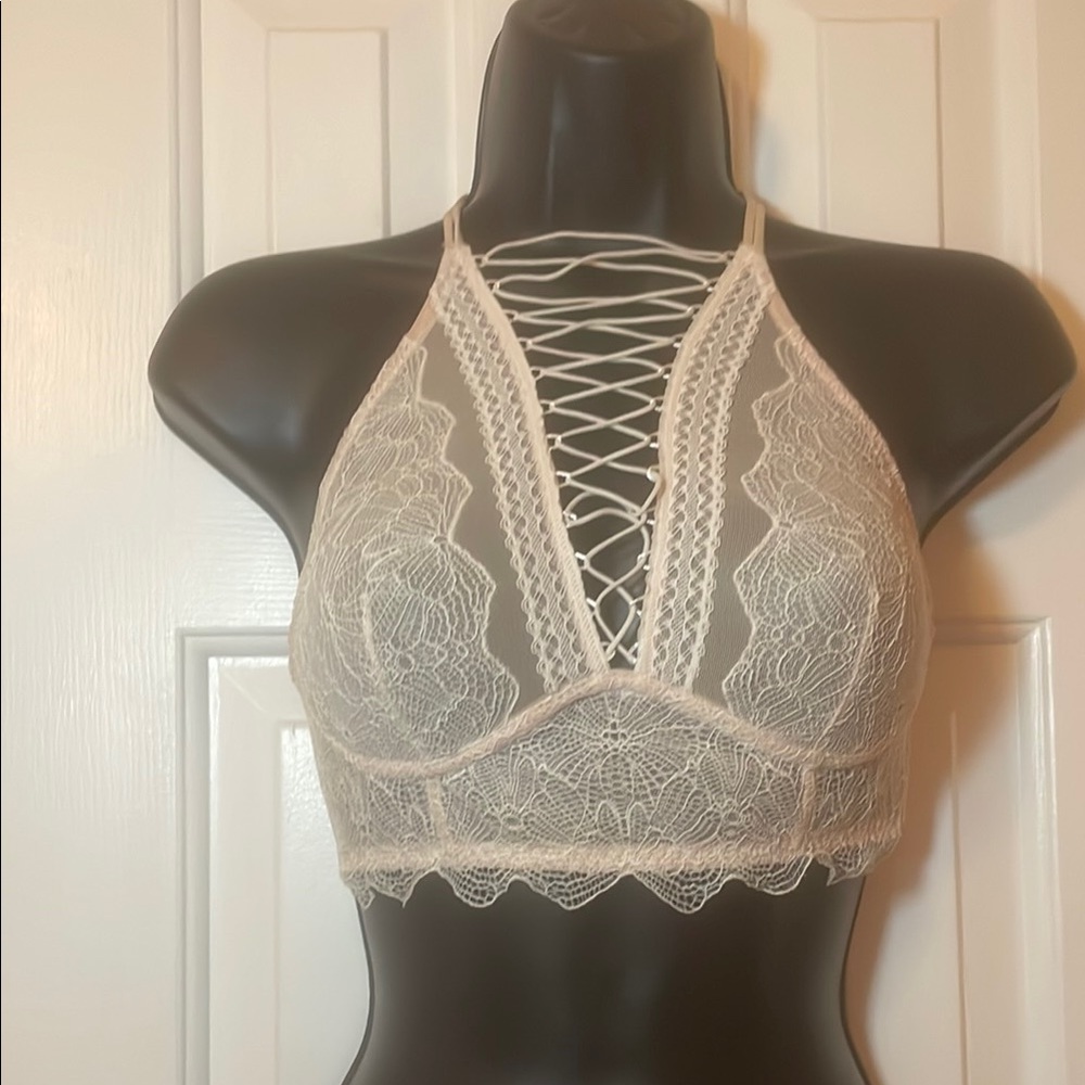 Victoria's Secret Cream Lace Halter Bralette
